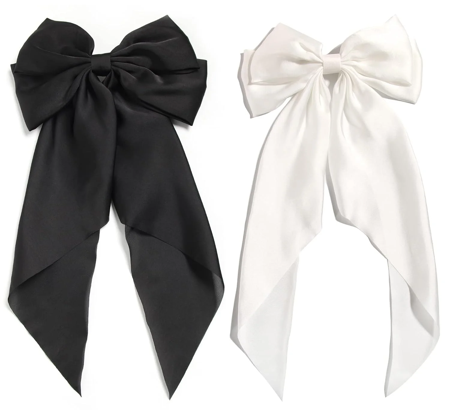 

SongMay New Design Silky Satin Bow Hair Clips Long Tail Bows Clip for Girls Women Large Solid Hair Bows Hairpin