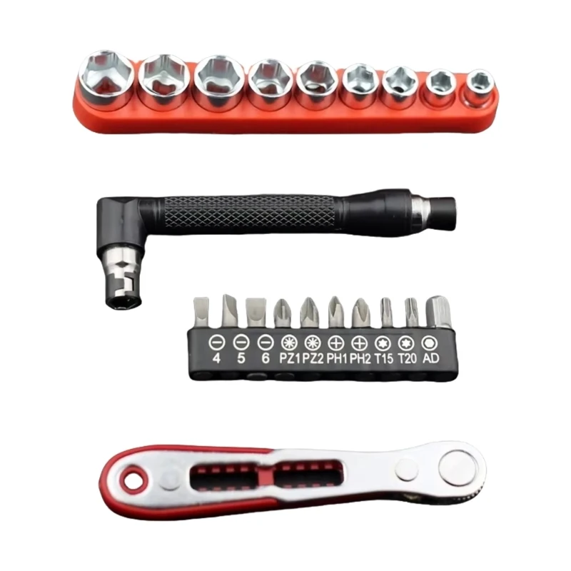 

Portable 36 Tooth Ratchet Screwdriver with L Socket Wrench Tools 37JD