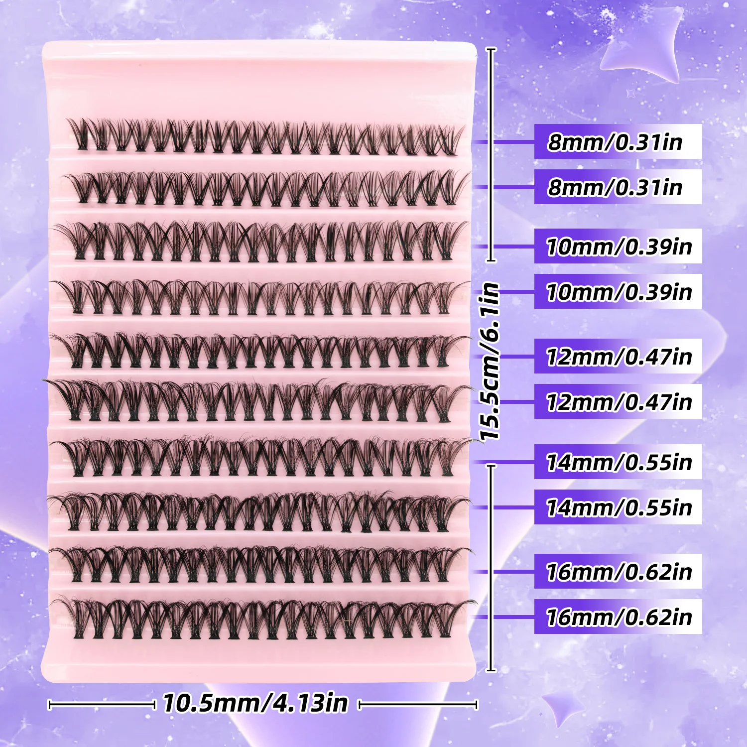200PCS D Curl Eyelash Cluster Set with 30D40D80D and 80D Spiky Style Natural Wispy Volume Lashes