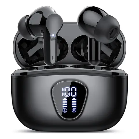 새로운 무선 이어 버드 HiFi 스테레오 헤드폰 BT5.3, ENC 소음 차단 48H LED 디스플레이 이어 버드 IP7 방수 이어폰