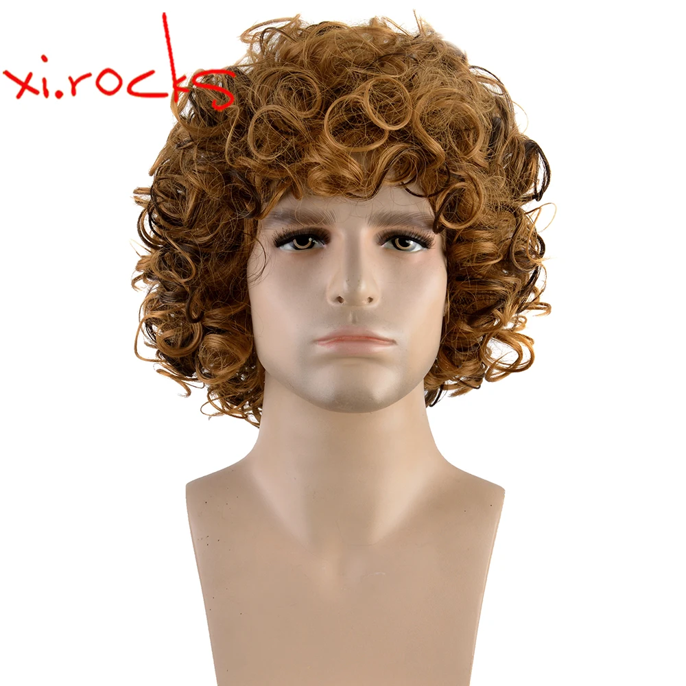 3712 Xi.Rocks Men 70s/80s Retro Hippie Disco Hippie Wig Halloween Party Carnival Cosplay Hair