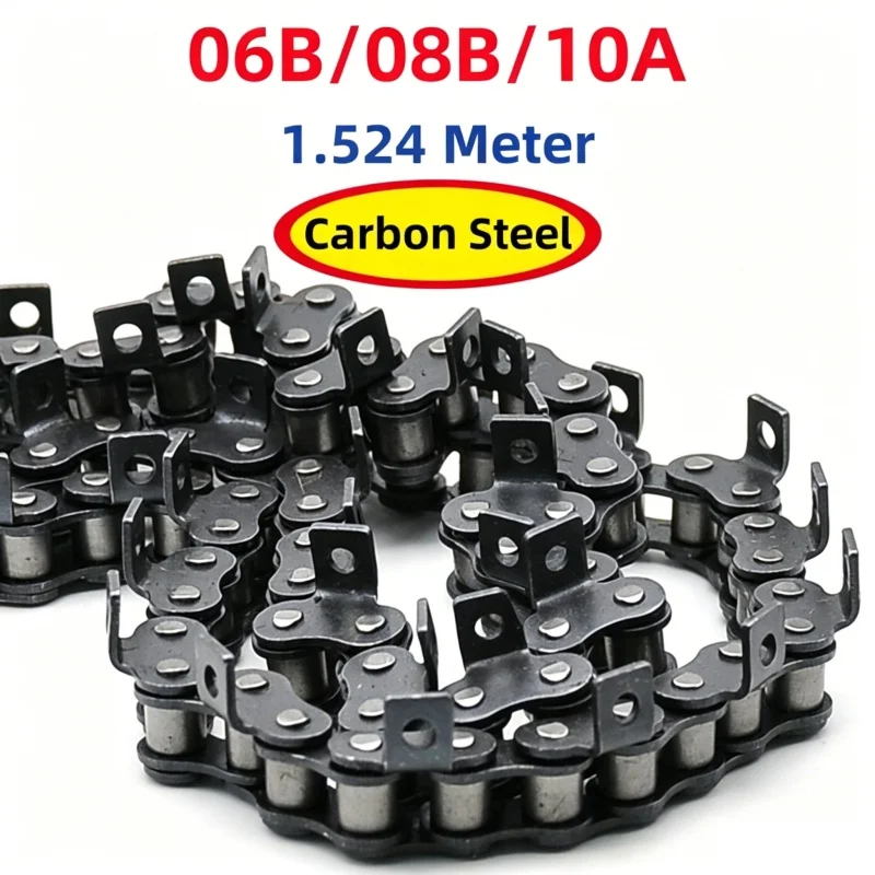 06B/08B/10A Carbon Steel Short Pitch Precision Single Bend Ear Straight Roller Chain Industrial Drive Single Row Chains