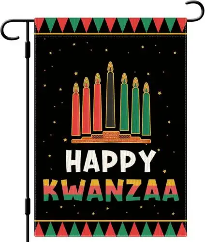 Happy Kwanzaa Garden Flag 12×18 Inch Double Sided Vertical Kinara Candles Celebr