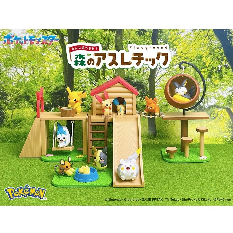 re-ment-pokemon-foresta-playgrounds-esporte-na-floresta-pikachu-togedemaru-pachirisu-dedenne-modelo-brinquedo-ornamento-de-mesa