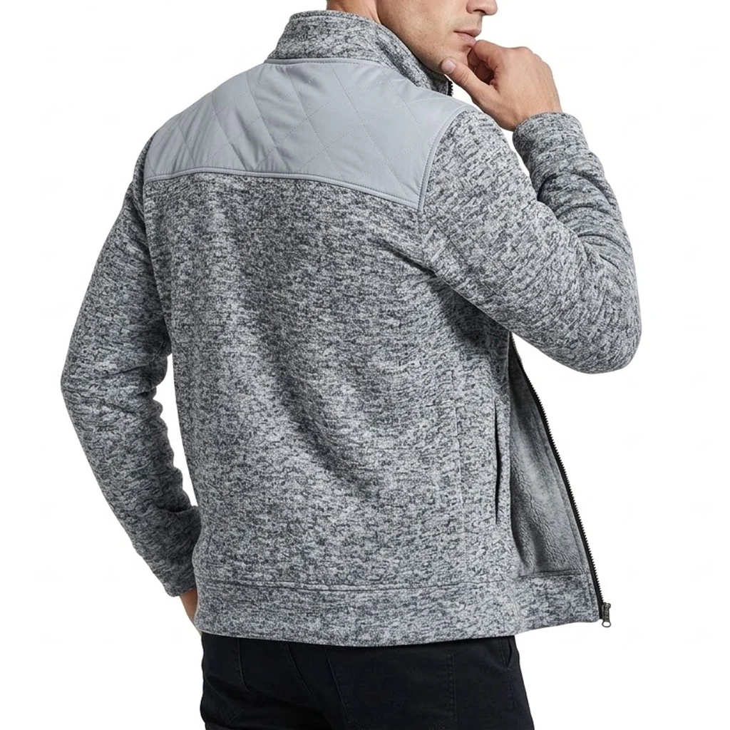 Herbstliche Herren-Fleecejacke, lässiger Stil, durchgehender Reißverschluss, Stehkragen, Sweatshirt, warme Winter-Thermo-Cardigan-Jacke, Oberbekleidung mit Taschen, Oberteile. – Detail 6