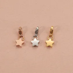 5pcs/Lot Stainless Steel Star Charms Pendants with Lobster Clasp For DIY Making Necklace Bracelet Accessories