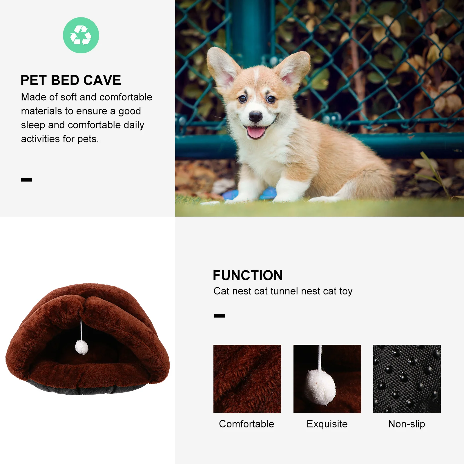 

Pet Bed Cave Cat Warm Nest Winter Sleeping House for Small Pets Cozy Indoor Hideout Shelter Soft Comfortable Resting Place Mat