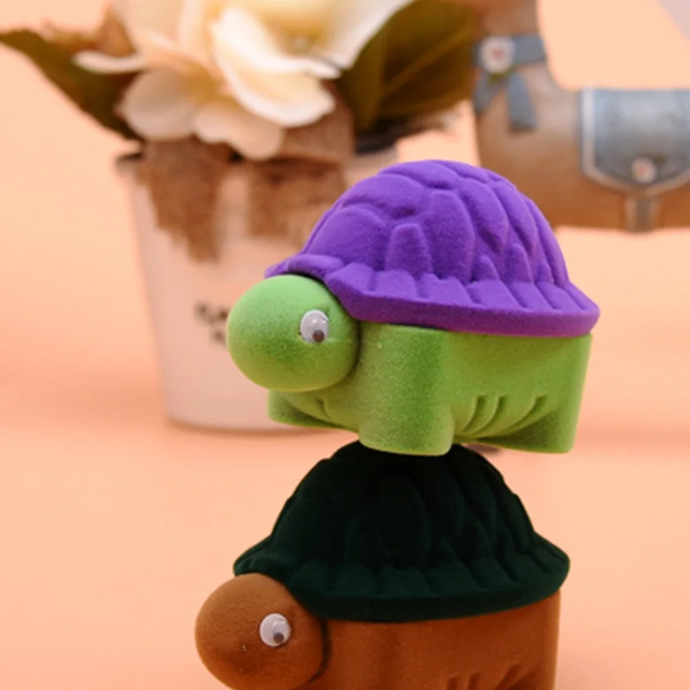 

2 Pcs Cartoon Ring Box Fashion Jewelry Exquisite Case Tortoise Shape Accessories