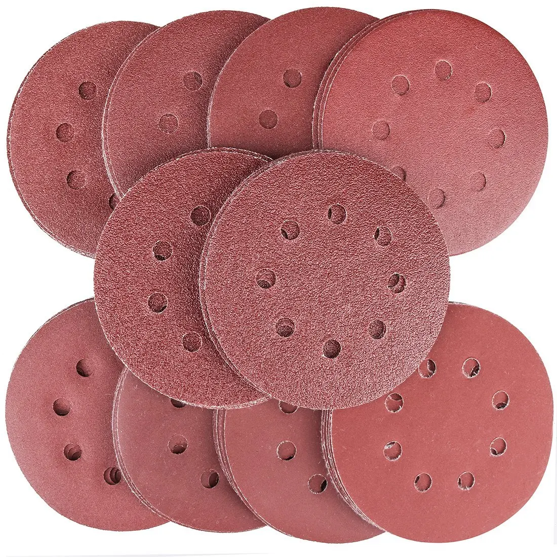 80PCS Sanding Discs Pads, 40 60 80 100 120 150 180 240 320 400 Grits 8-Holes Sandpaper Assorted for Random Orbital