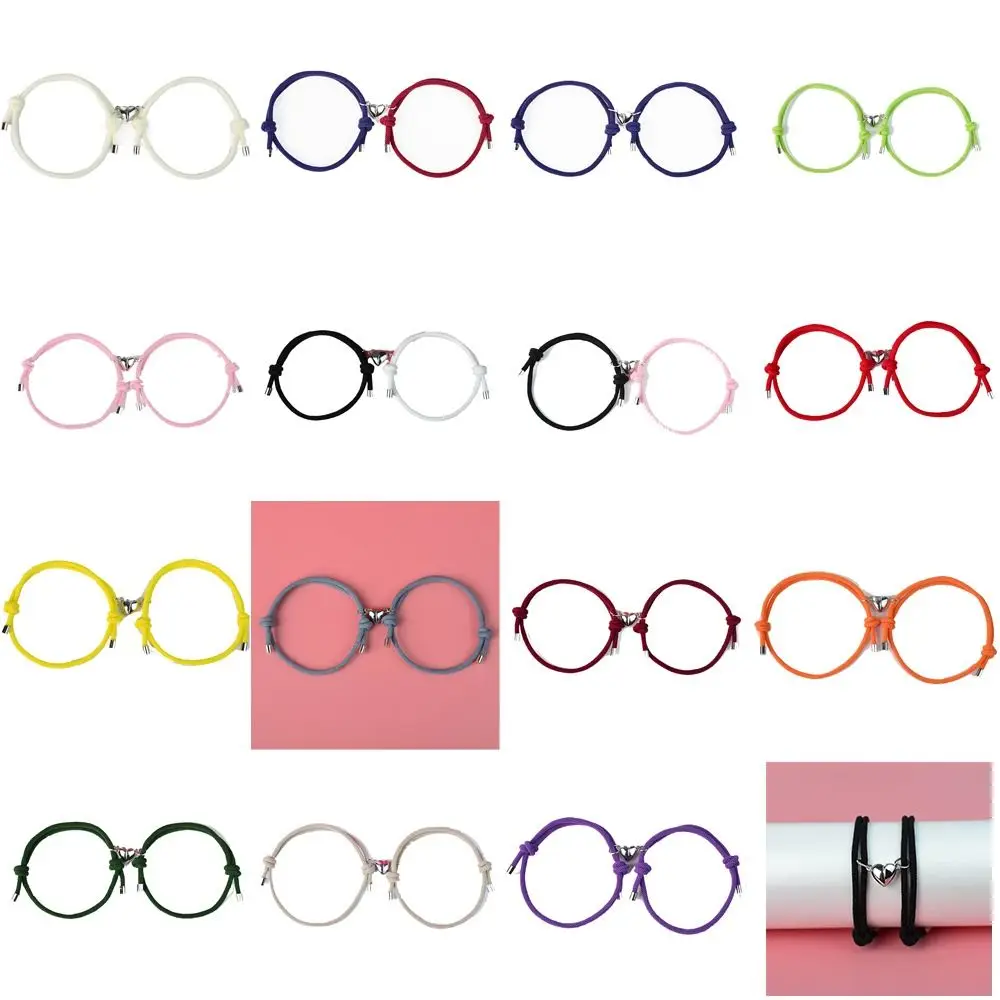 الألوان المتناقضة سوار القلب المغناطيسي الحب اليدوية زوجين سوار مجوهرات اكسسوارات اليد حبل سوار الحظ الفتيات #2