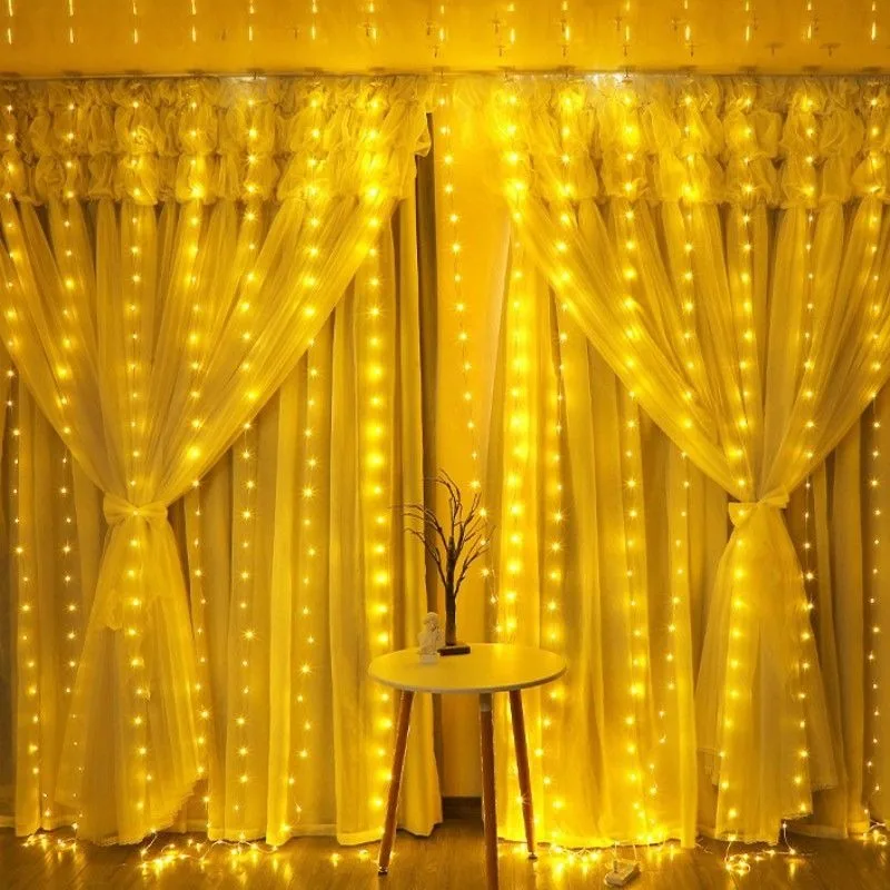 6/4/3M USB Curtain String Lights 8 modalità Fairy Light Christmas Garland Light Party Wedding Bedroom Home Holiday Decoration