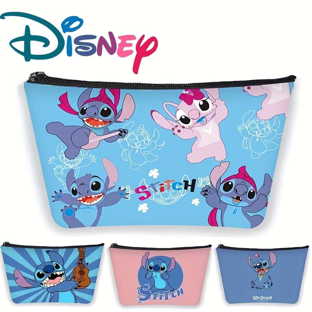 Disney Stitch Bag Cartoon Anime Stitch Pattern Zipper Fashion Kawaii Large Capacity Portable Storage Cosmetic Bag