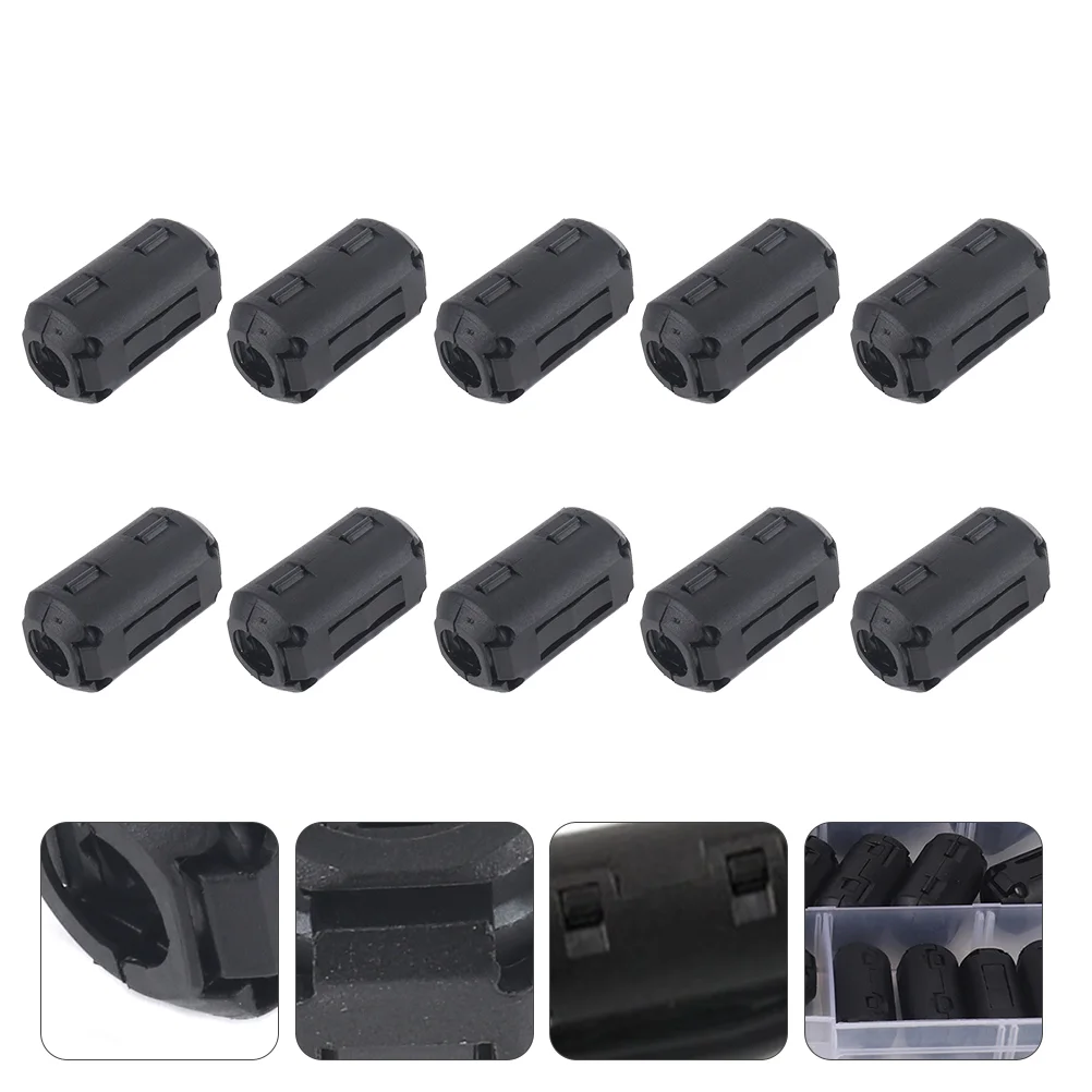 10 Pcs Shield Degaussing Ring Filters Parts Noise Suppressor Magnetic Core Ferrite Removable Home Supplies Black