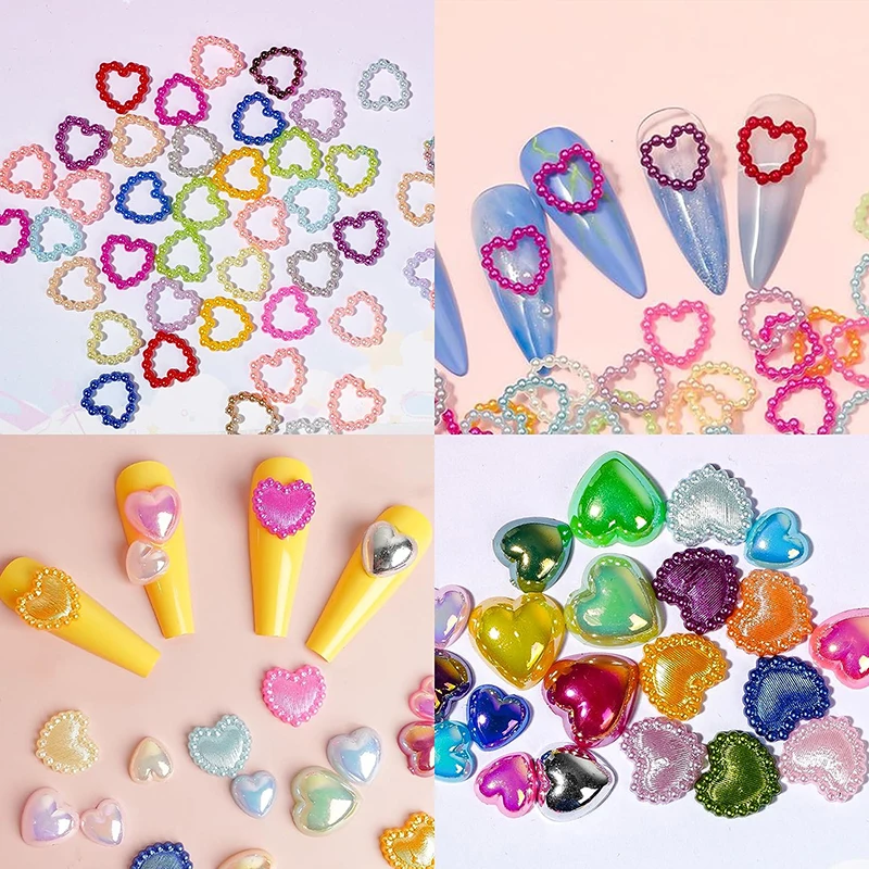 500 Stück Weiße Nagelcharms Perlen Gemischter Stil Herz Schleife Stern Perlen Sortierte Strass-Steine Perlen für Nägel Basteln Kunst Dekoration – Detail 15