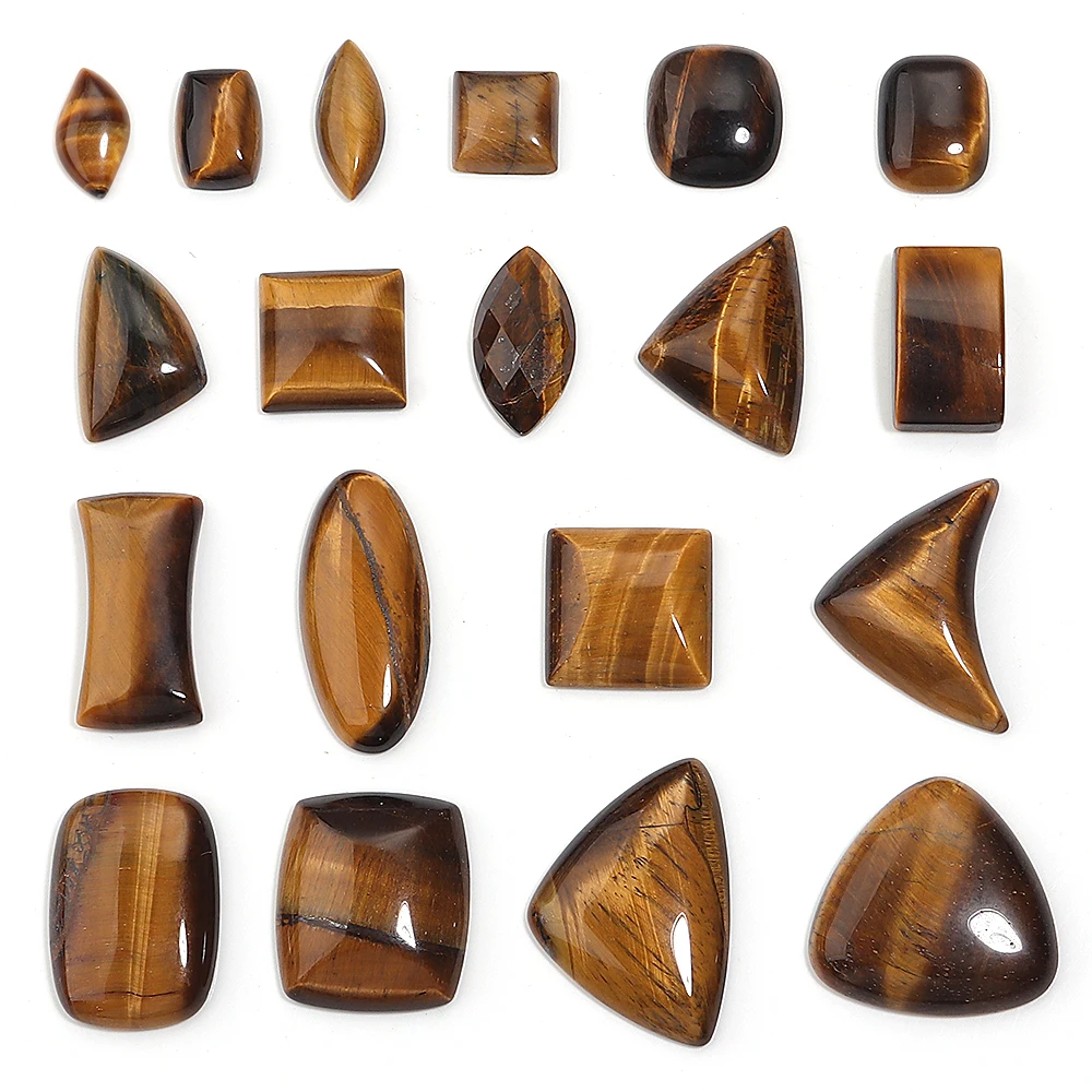 5 Stück unregelmäßige Form gelbe Tigerauge Cabochons quadratisch oval Naturstein Cabochon Cameo für DIY Schmuck Ring Halskette Zubehör