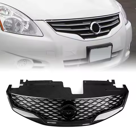 For Nissan Altima 2010-2012 Front Grille Racing Grill Carbon Fiber Look Gloss/Matte Black Upper bumper Hood Mesh Grid