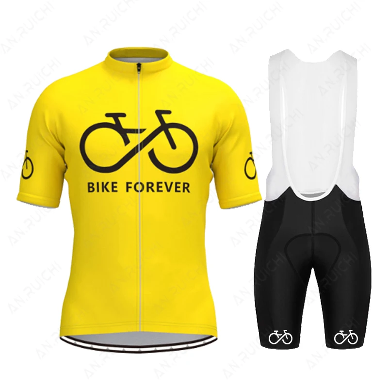 BIKE FOREVER Cycling Jersey Set Summer Short Sleeve Cycling Clothing MTB Bike Uniform Maillot Ropa Ciclismo Mens Bicycle Wear