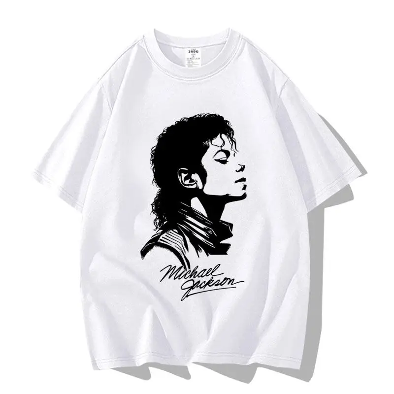 Black and white portrait Michael Jackson Men Women Summer Tshirt Kid Boy Gril Top Adults Children Parent Child Cotton T Shirt