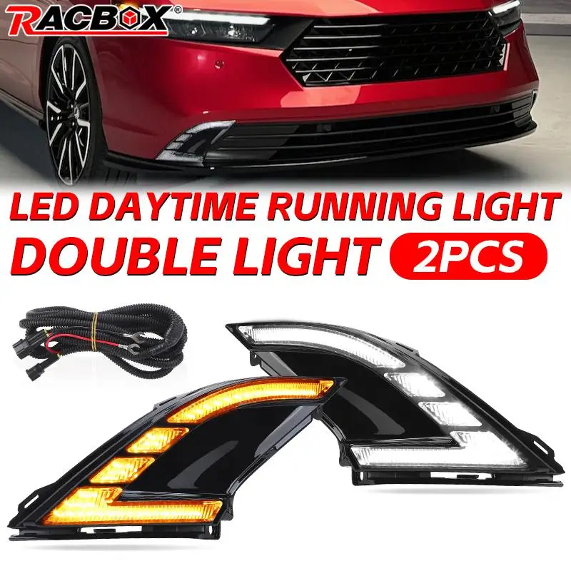 

Для Honda Accord 11th 2023 2024 Φ DRL дневные ходовые противотуманные белые динамические последовательные желтые указатели поворота 12 В