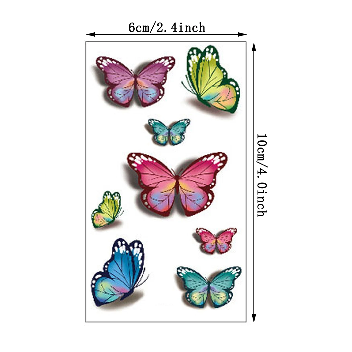 30 Sheets 3D Texture Waterproof Colorful Butterfly Temporary Tattoo Stickers