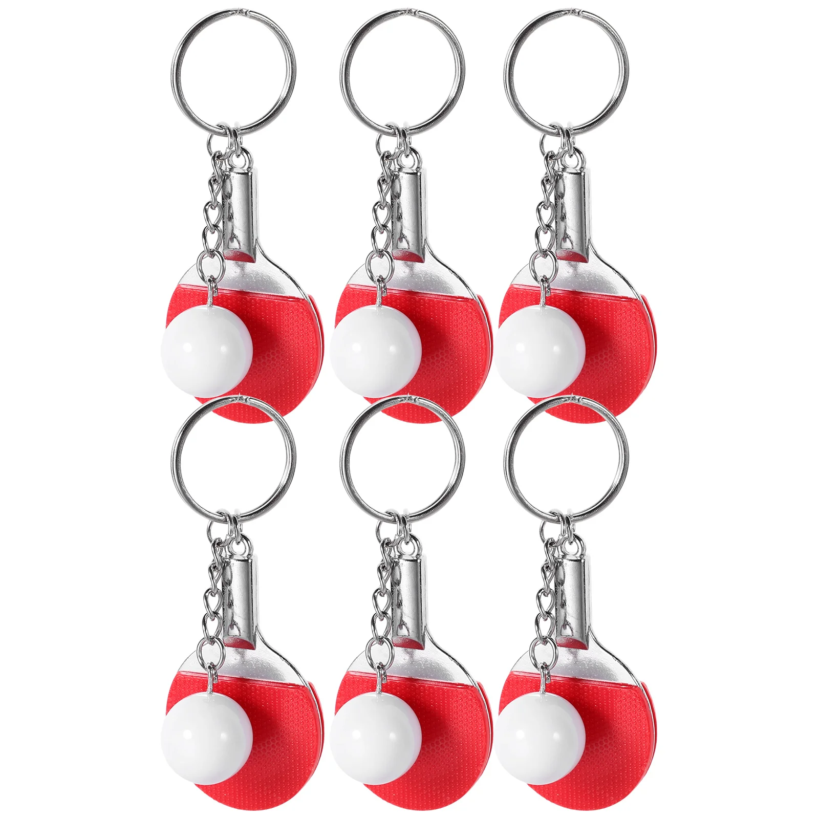 

Table Tennis Ball Keychain Bag Pendant Gift Sporting Goods Simulated Racket (red) 6pcs Sports for Women Fob