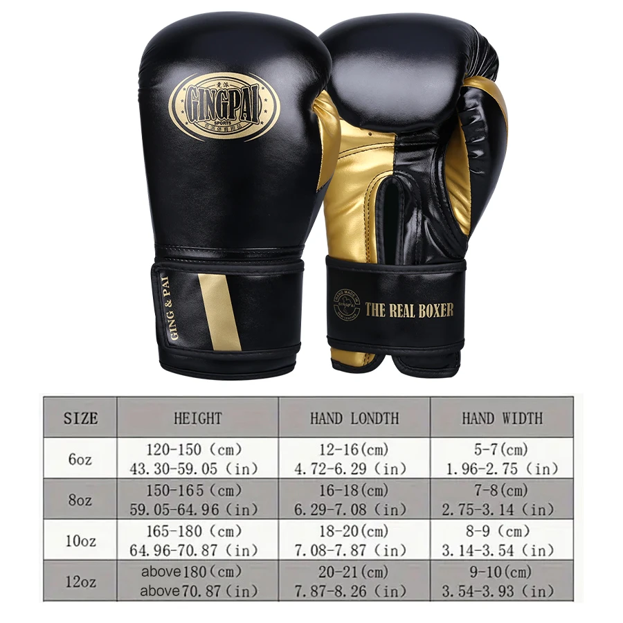 GINGPAI Professional Boxing Gloves Adult Free Combat Gloves for Men Women High Quality Muay Thai MMA Boxing Training Equipment