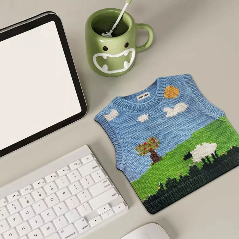 Simulated Printing Knitted Sweater Mouse Pad Anti-Slip Cartoon Sweater Mouse Mat Rubber Desk Keyboard Mice Mat