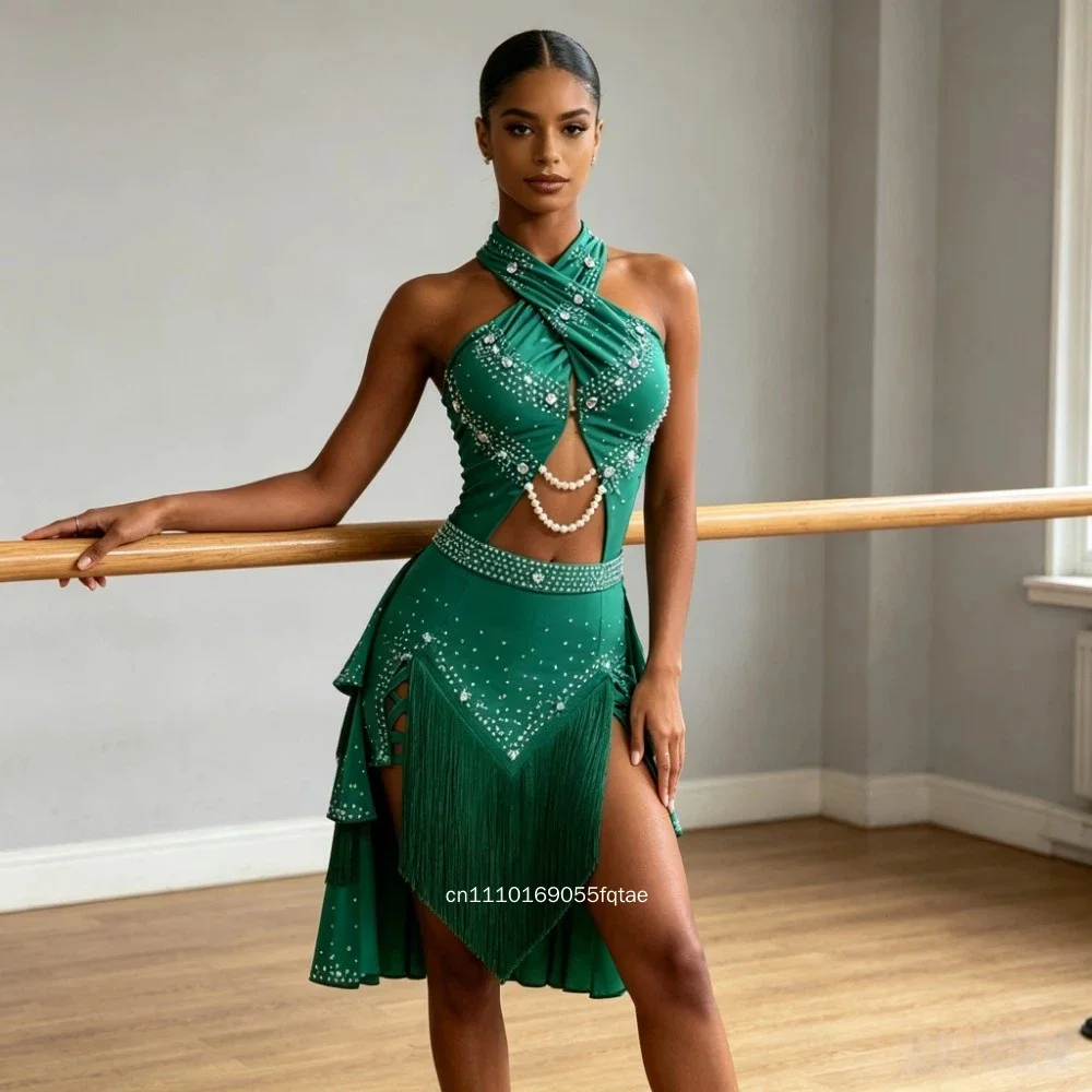 Professional Latin Dance Competition Dress National Standard Ballroom Floral Dancewear For Women Art Exam Stage Performance Wear