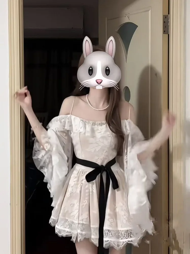 Japan Koreanischen Stil Bogen Süße frauen Kleider Sommer Subkulturelle Y2k Vestidos Mujer 2025, Sexy Punk Streetwear Maxi Kleid