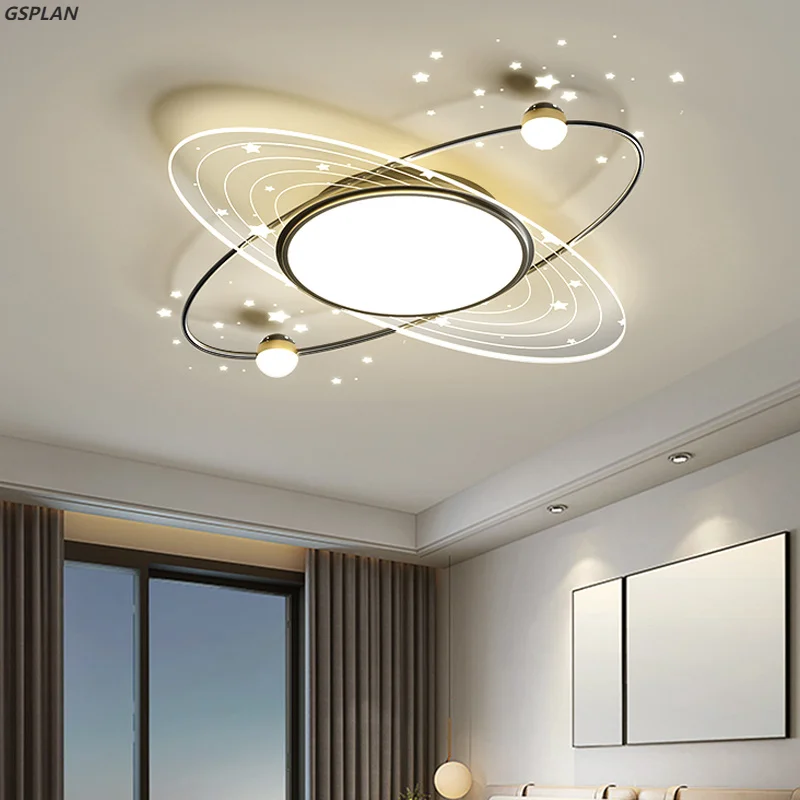 

New Modern Led Ceiling Lamps For Room Kitchen Black Acrylic Luxury Round Chandeliers Remote Control Study Bedroom Ceiling Lights