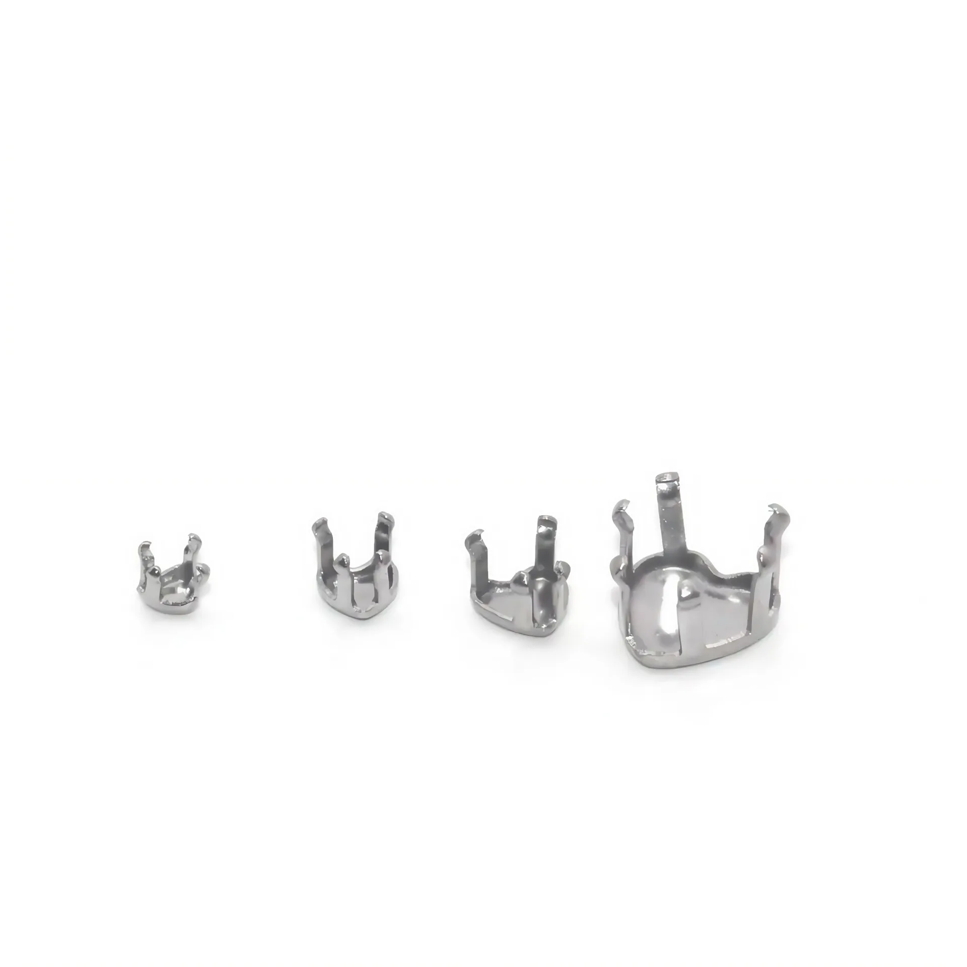 50Pcs/Lot Stainless Steel Heart Shape Prong Earring Blank Settings Rhinestone Crystal Stone DIY Jewelry Making Accessories