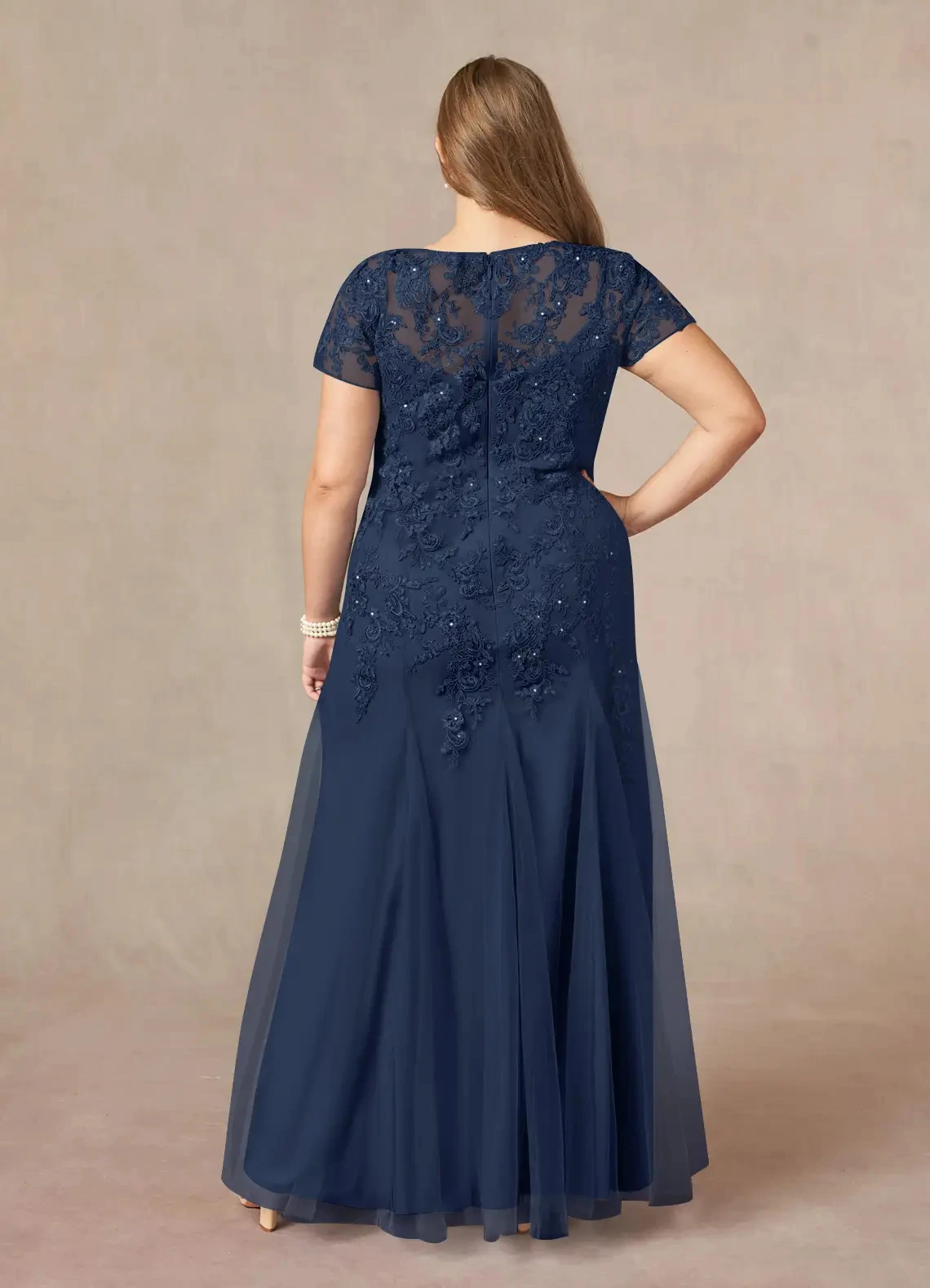 Customized Navy Blue Lace Appliques Mother Of The Bride Dress for Weddings Beading Elegant Woman Guest Formal Party Gown YMD27