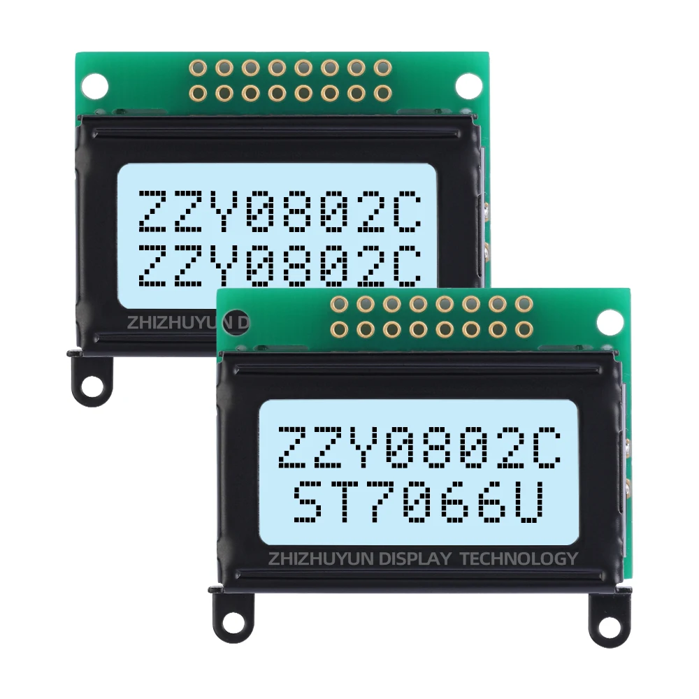 Ekran znaków 0802C 8*2 0802 8x2 8*2 wyświetlacz równoległy LCD 51 mikrokontroler STM32 szmaragdowe zielone światło czarny tekst