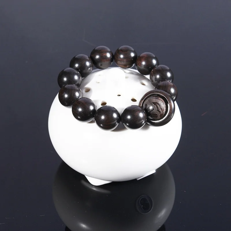 

Blackwood 20mm Men's Bracelet Crafts Solid Wood Beads Collectable beads Ebony Flexible Ring Golden sandalwood