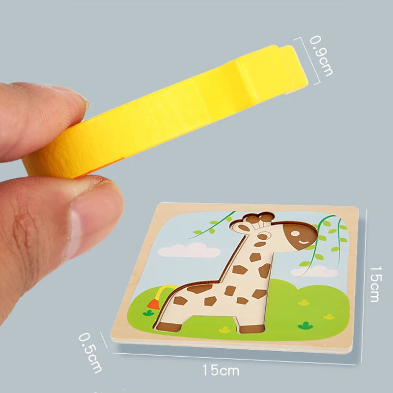 Educational Memory Games for Children Colorful Wood Animal Puzzle 3D Intelligence Game Wooden Toy Jigsaw Board Kids Toys Gifts