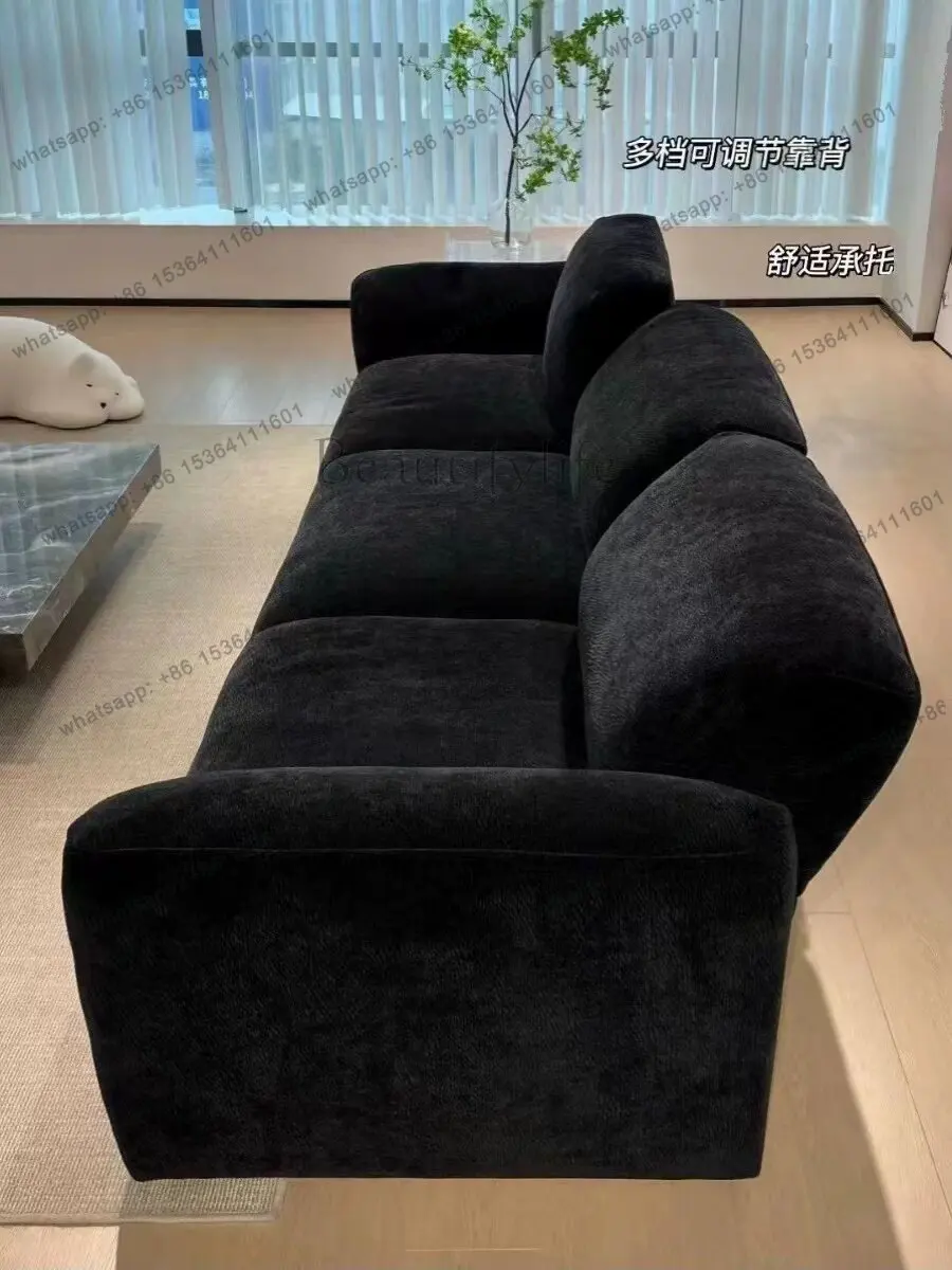 Italian minimalist retro grand sofa fabric straight petal black sofa