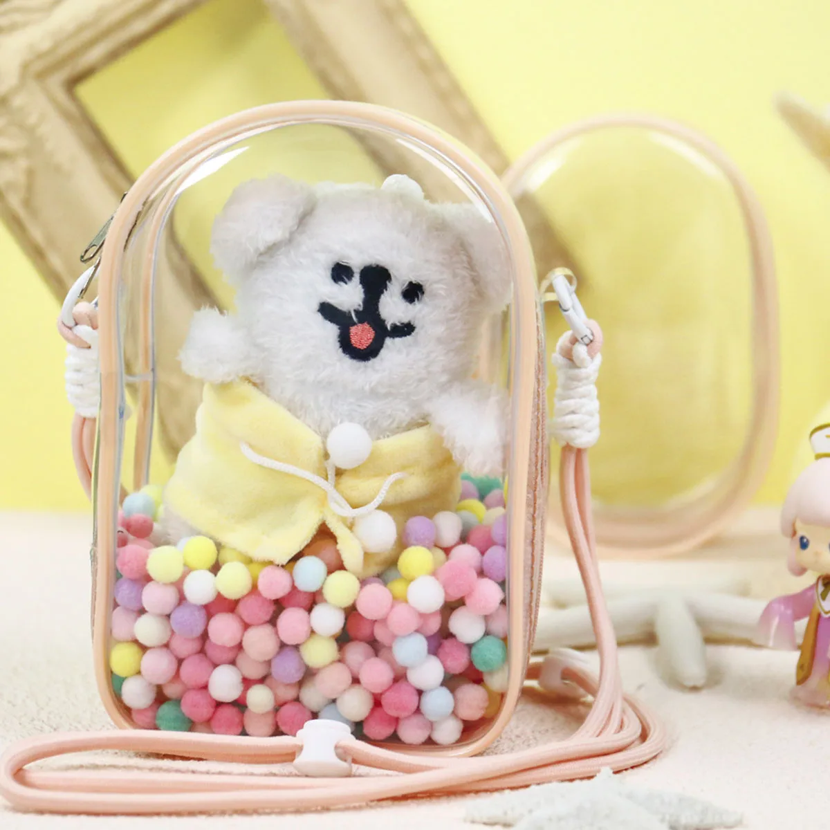 Per Labubu Protect Case Doll Borsa a tracolla trasparente Borsa di stoccaggio antipolvere alla moda Regalo di festa