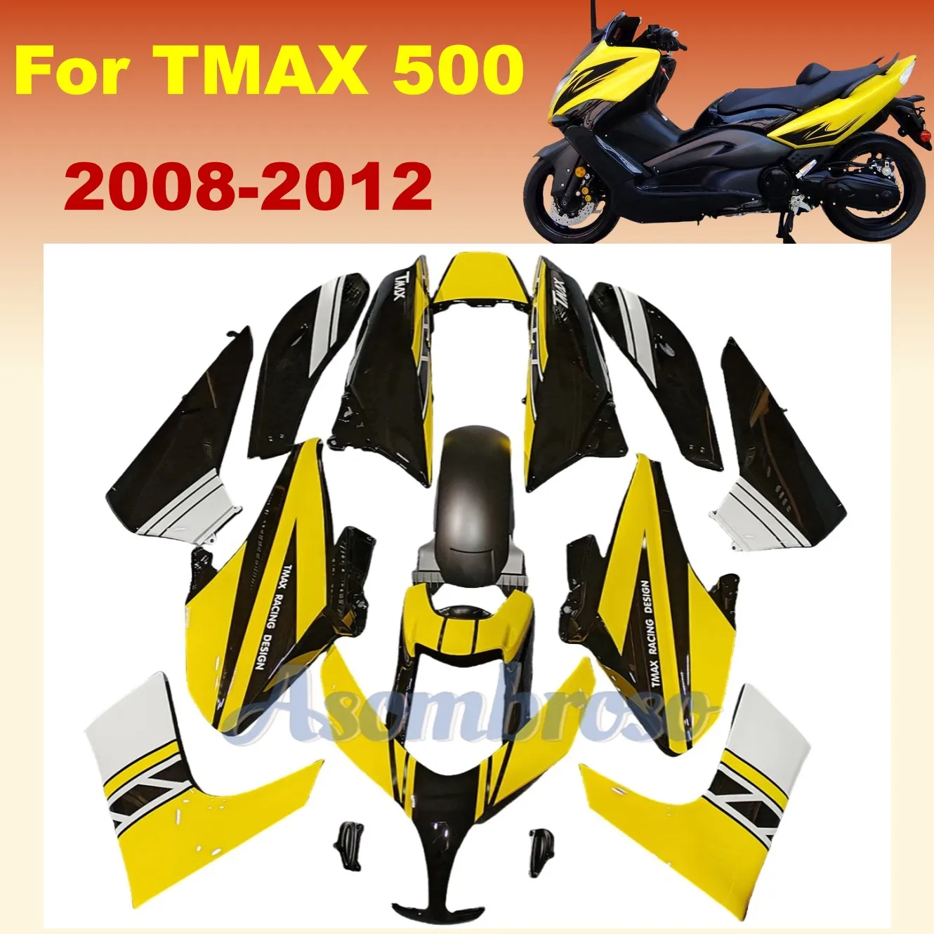 Fairing Kit fit for TMAX 500 2008 2009 2010 2011 2012 T-MAX500 08-12 Motorcycle Parts Yellow Black Bodywork set