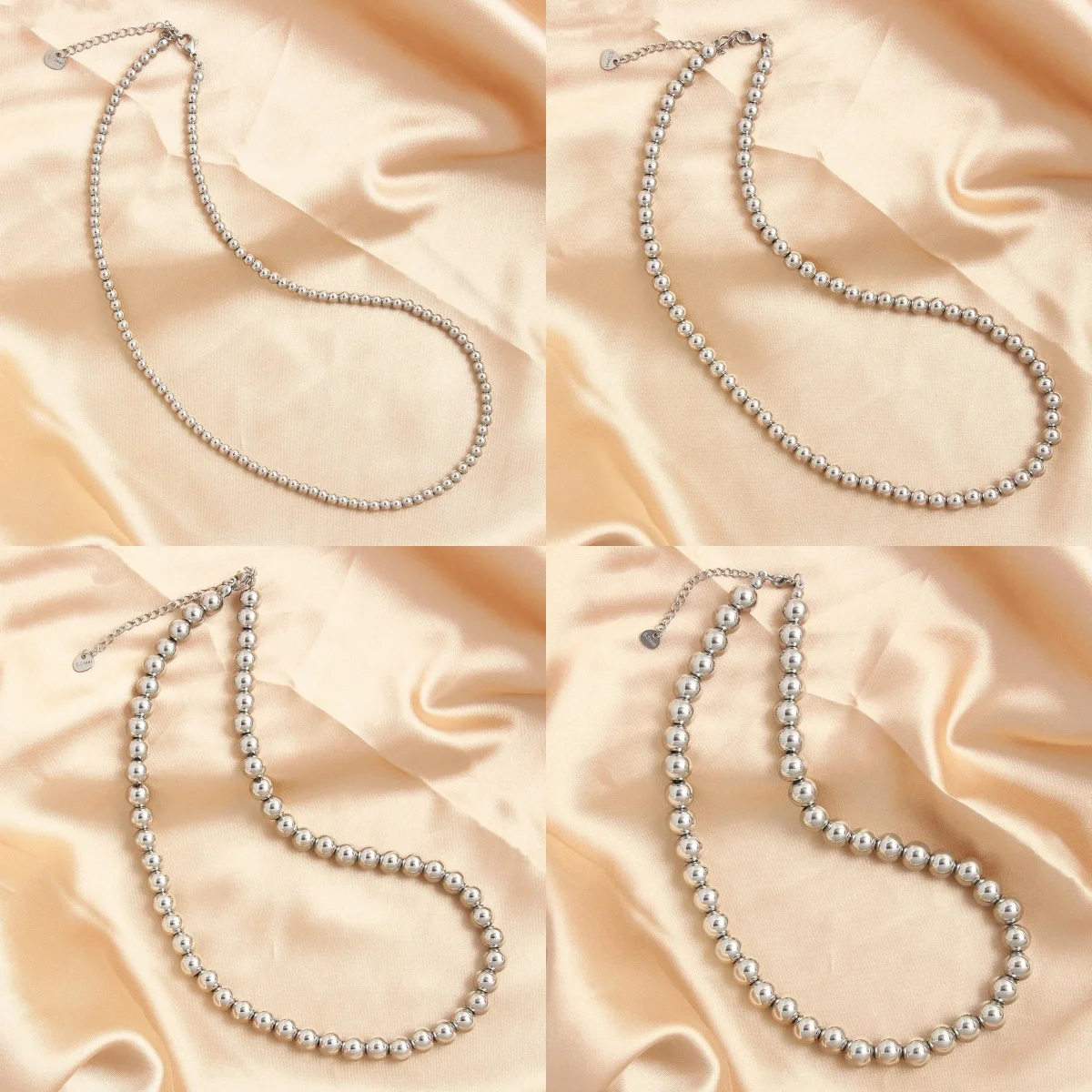 4/6/8/10mm Stainless Steel Ball Beaded Necklace For Women Men Silver Color Metal Bead Chain Choker Simple Waterproof Jewelry New