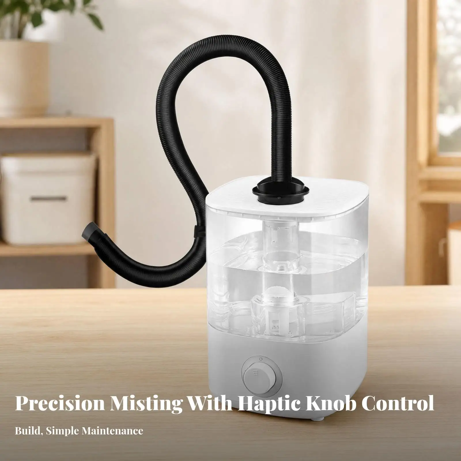 Quiet Reptile Mist Sprayer Humidifier with Flexible Tube for Terrarium and Bedroom Use Transparent Tank