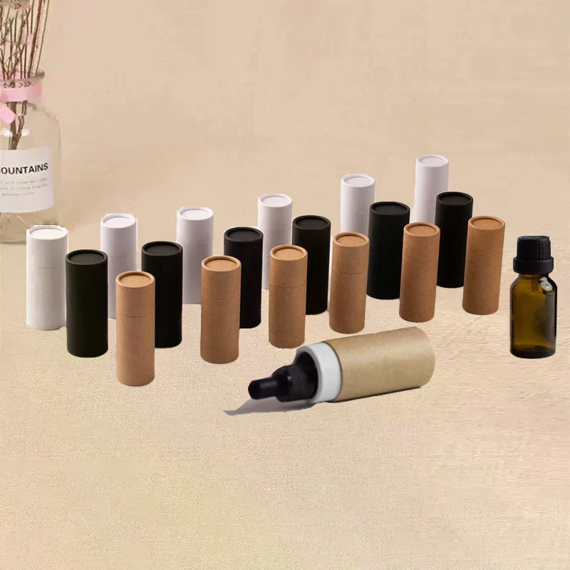1pcs Accessory Empty Thick Round Cowhide Paper Tube Essential Oil Roller Bottle Packaging Box for Perfume Container