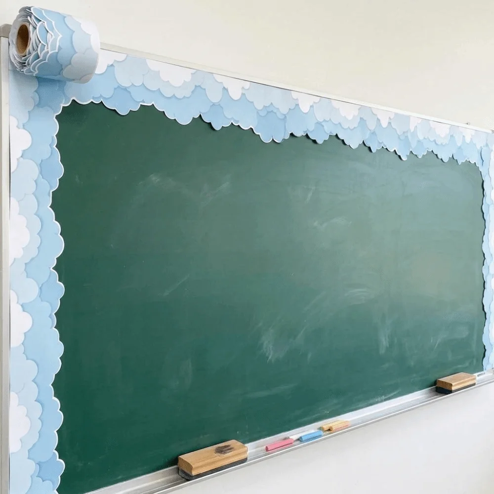 Copperplate Paper Black Board Border 4-Color Solid 10 m Self-Adhesive Border Wall Border Tape Removable Classroom Decor Trim