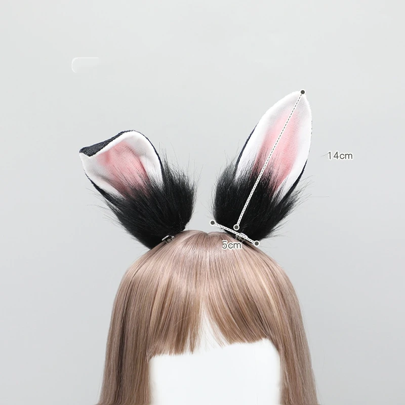 1 Pair Animate Animal Ears Anime Party Cute Plush Bunny Hairpin Headdress Cosplay Accessories for Lovely Girl