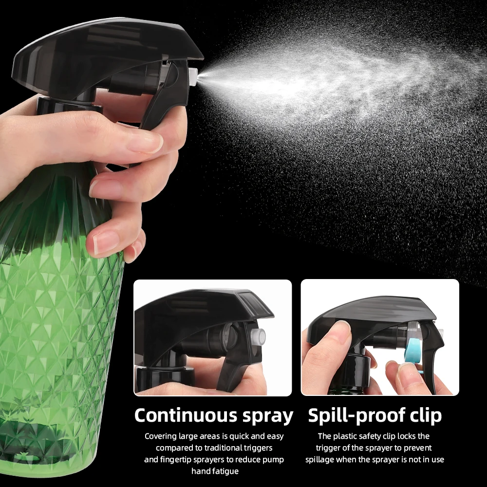 Continuous Spray Bottle Large Capacity Barber Hair Misting Sprayer Salon Styling Tool Reusable Plastic Pump