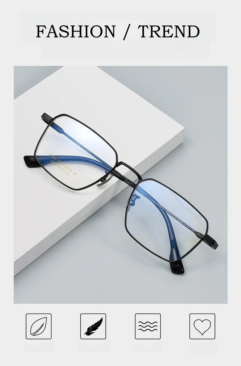Yimaruili ultraleichte Business-Mode Myopie Brillen Retro Quadrat reines Titan optische Brille Rahmen Männer 205ct – Detail 1