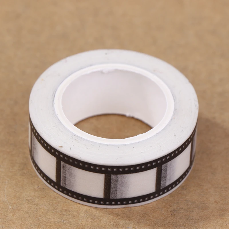 10M*15mm Tape Camera Roll Print Scrapbook DIY Sticker Decoration Japanese Tape Paper Black White Edges 10m