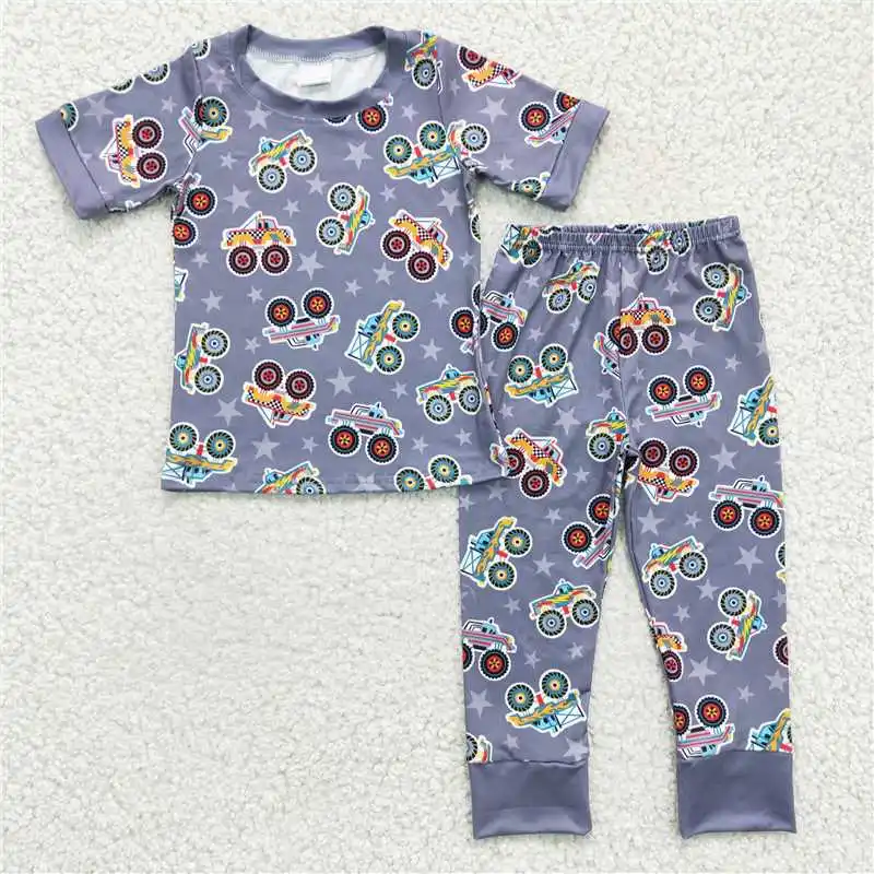 

Wholesale Boys Summer Short-Sleeved Long-Sleeved Suit With Animal Pattern Elements And Colors In The Same Color System