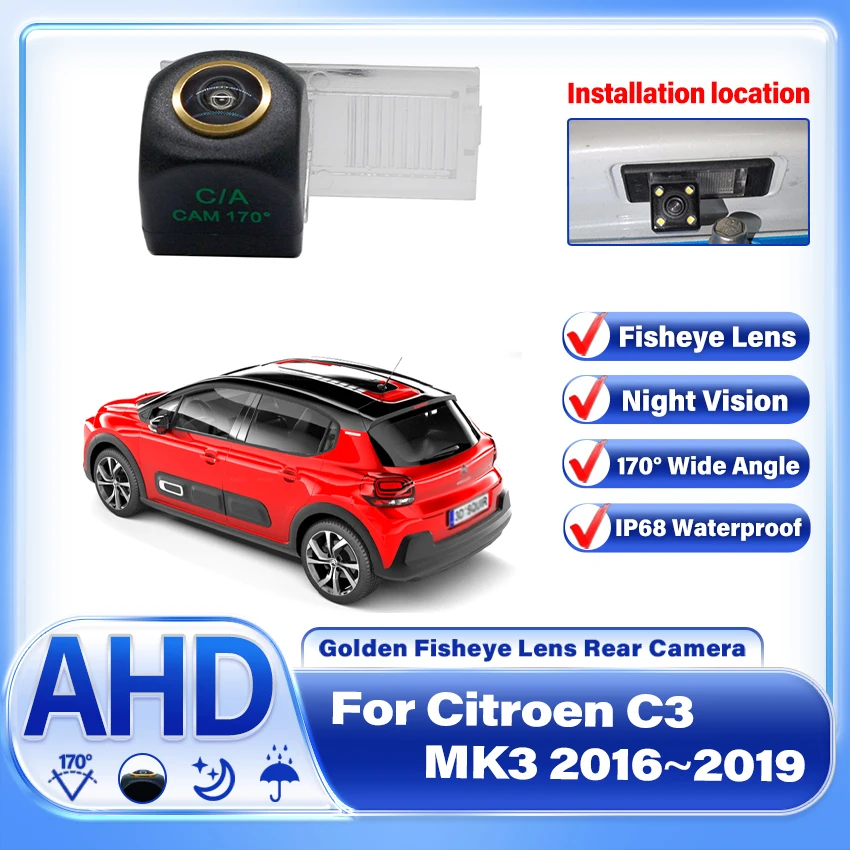 

1080P Rear View Camera For Citroen C3 MK3 2016 2017 2018 2019 AHD CCD Night Vision Backup Camera license Plate Camera Reverse