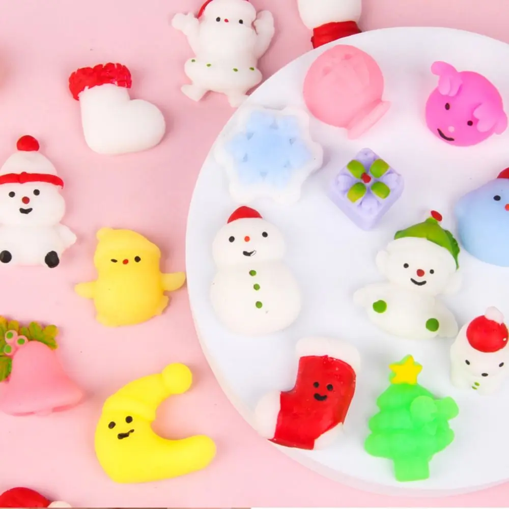 Juguetes elásticos suaves de Navidad, juguete elástico de rebote lento para apretar a mano, juego de Navidad de dibujos animados Kawaii para trabajadores de oficina