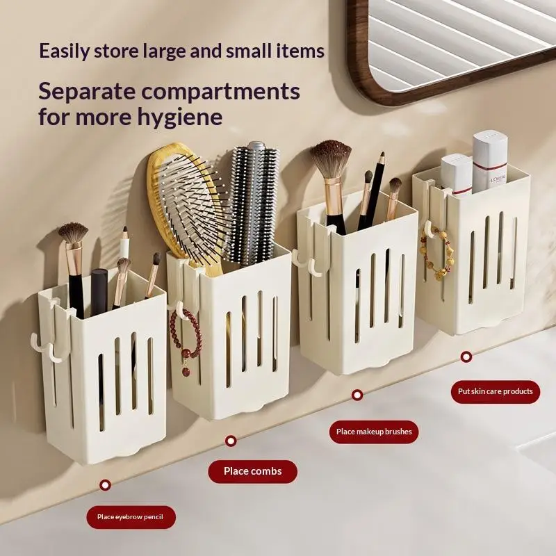 Bathroom Cosmetic Comb Storage Box Multi-Function Storage Home Use Comb Eyebrow Pencil Holder Plastic Organizer Simple Style